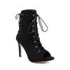 Geklede schoenen Extra grote maat 34-48 Peep Toe Lace-up Sexy Club Stripper Hakken Super dunne hoge hakken Dames Zomerlaarzen Sandalen Gladiatoren