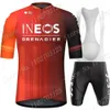 Takım ineos Grenadier 2024 Bisiklet Jersey Set Kısa Kollu Turuncu Giyim Bisiklet Gömlek Takım Bisiklet Önlük Şortları MTB Maillot Ropa 240131