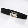 Belts Single Loop Black Japanese Minimalist Elastic Waistband Women's Dress Slim Fit Waist Belt Circular Buckle