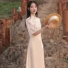 Ethnic Clothing Cheongsam Embroidery Midi Dress Modern Eleglant For Girl Fairy Chinese Women Qipao Wedding Summer
