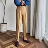 Spodnie męskie upadają wysokiej jakości Business Casual Drapowane wysokiej pucha spodnie Trendy Pant Formalne dla mężczyzn traje de vestir hombre