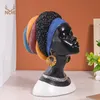 NORTHEUINS African Resin Womens Head Portrait Home Decoration Jewelry Display Model Crafts Exotic Statue Collection Interior 240130