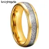 6mm goudkleurige zilverkleurige wolfraamcarbide ringen witte meteoriet inleg mode trouwring verlovingssieraden koepel gepolijste afwerking 240119