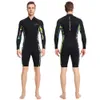 1,5 mm Neoprene Shorty Mens Wetsuit UV-Proof Front Zip Lycra Långärmar Dykning för undervattens Snorkling Simning Surfing 240127