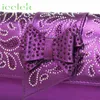 Ensemble de chaussures de couleur violette, sac assorti, Design papillon pour femmes nigérianes, pompe de fête de mariage, 240130