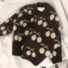 Giacche Abbigliamento per bambini Cappotto per bambina Maglione vintage in ciliegio Cardigan Autunno Inverno Stile coreano monopetto ispessito