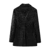 Taop Za Early Spring Product Womens Fashion and Casual Versatile Flip Collar Beaded Velvet Suit Coat 240127