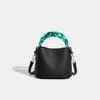 Evening Bags Niche Designer Luxury Color-blocked Bucket Bag With Resin Handle Casual And Simple Handbag High-end Fashion Crossbody Mini