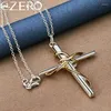 Pendants 925 Sterling Silver 18-30 Inch Chain Gold Line Surround Cross Pendant Necklace For Man Women Wedding Fashion Party Fine Jewelry