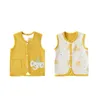 Né enfants automne hiver coton rose gilet Double côté porter infantile bébé garçon fille dessin animé imprimé sans manches Cardigan gilet hauts 240130