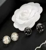 Brand Fashion Pearl Jewelry Black White Earrings Acrylic Black Round Camellia Flower Earrings Design Wedding Party Earrings7607425