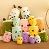 24cm Adorable Bubble Tea Plushies Peluche Squishy Happy Ice Cream Fruits Juice Drink Food Plush Pillow Big Eyes Summer Gift 240125
