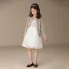 Dziewczyna sukienki dzieci koronkowe tutu dla nastolatków dziewczyny księżniczka biała i srebrna suknia balowa