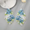 Dangle Oorbellen Bohemen Dames Sieraden Accessoires Boho Handgemaakte Kralen Plant Bloempatroon Lange Kwast Drop Hangend Voor Vrouwen