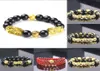 Feng Shui Obsidian Stone Beads Braceter Men Men Women Unisex Wristband Gold Black Pixiu Wealth and Good Luck Women DFF06395262164