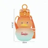 Bouteilles d'eau Design St étanche 650 ml pour tasse ouverte couvercle Kawaii avec jarretelle de paille une clé bouteille de serrure de canard transparente eau potable