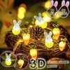 M 20 króliki marchewki akumulatory dekoracji miedzianych Wodoodporne sznurki LED Lights Home Outdoor Easter Party Dekoracje 240122