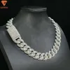 20mm passera diamanttestaren 925 Sterling Silver Diamond Gold Custom Men smycken halsband Moissanite kubansk länkkedja