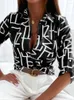 Damesblouses Print Dames En Tops 2024 Mode Kraagvorm Lange mouw Elegant Casual Grote maten Kantoorwerk Dame Overhemd