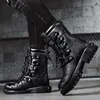 Boots Man Men's Moto Army for Men Militär Tactical Boot Mid-Calf Metal Punk Shoes Platform Long Long