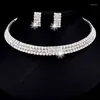 Halskette Ohrringe Set Fast Ship Verlobung Hochzeit Echtes 925 Sterling Silber Kette SW Kristall Damen Accessoires