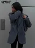 女性用のエレガントな灰色のウールジャケット