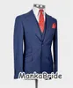 Klassiker blauer Hochzeit Smoking formelle Bräutigam Männer Anzüge Schlanker Fit 3PCS Blazer Weste Hosen Business Wear Prom Party Männlicher Anzug 240125