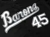 BG Honkbalshirt BIRMINGHAM BARONS 45 Jerseys Naaien Borduren Sport Outdoor Hip Hop Zwart Wit grijs HighQuality 240122