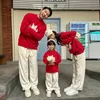 Winter 110 Years Kid Girls Boys MotherFather S M L XL XXL Adults Family Matching Outfits Red Chinese Year Sweater 240122