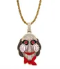 de film zag masker diamanten hanger kettingen voor mannen hip hop luxe cartoon ketting sieraden verguld koper zirkoon Cubaanse chai1802084