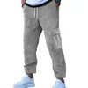 Pantaloni da uomo Pantaloni sportivi cargo vintage in velluto a coste da uomo Vita elastica lunga e solida Casual Hip Hop Streetwear Esercizio oversize