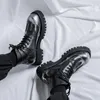 Stövlar Luxury Men Classic Black Motorcykel äkta läder Tjock Sole Tide Lace Up Ankle Outdoor Work Shoes