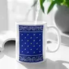 Tasses Bandana bleu Royal blanc, tasses à café, à thé, cadeau d'anniversaire, lait et Bandanna, motif de couleur Hoodsta