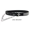 Riemen zomer taille riem met legering klinknagel dangle ketting voor vrouw mannen klinknagel verstelbare pin gesp jeans jurk