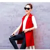 Damesvesten Mode Rood Zwart Pakvest met dubbele gesp Lente Herfst Halflange mouwloze jas Vrouwelijk vest