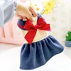 Dog Apparel Navy Bow-tie Dresses College Style Princess Dress Party Wedding For Chihuahua Teddy Autumn Winter Girl Clothes