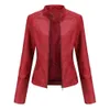 Kunstlederjacke Damen Herbst Frühling Damen Moto Biker Reißverschlussjacke Rot Schwarz Mantel Oberbekleidung Braun XS Lila Marine 240127