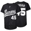 BG Honkbalshirt BIRMINGHAM BARONS 45 Jerseys Naaien Borduren Sport Outdoor Hip Hop Zwart Wit grijs HighQuality 240122