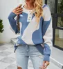 Swetery dla kobiet żeńskie ubrania T-shirty pullover topy kontrastowe Jacquard Button SWEAT 2024 Autumn Winter Spring Fashion Casual