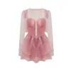 Damesbadmode Lolita Prinses Zoet Kant Patchwork Mini-jurk Ruche Push-up Fee Badpak Strand Cover Ups voor tweedelige set