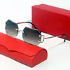 Luxus-Designer-Sonnenbrille für Männer und Frauen, Carter-Brille, Metall-Goldrahmen, Sommer-Stil, Anti-Ultraviolett, Retro-Platte, rahmenlose dekorative sechseckige Gafas mit Box