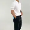 2023 Erkekler Polo Gömlek Yaz Kazan Beyaz Streç Kükme Kükürme Gömlek Erkek Kore Moda Harajuku Gündelik Gençlik Top Tshirt 240123