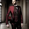 Men's Suits Wedding Men Tuxedos With Stand Collar Mandarin Suit Business Office Slim Fit Good Quality Male 3 Pcs Sets Custom Made 2024