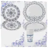 Ensembles de vaisselle Gobelets en papier Assiettes de fête à thème en porcelaine bleue et blanche Vaisselle d'anniversaire en tissu en vrac décoratif jetable pour plateau plat