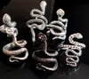 100pcs/lot Antique Punk Style Animal Snake Ring Gold Plated Silver Plated Black Hip hop Rock Fashion Ring Party Jewelry 240118