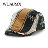 Wuaumx unisex basker hattar för män kvinnor bomulls fritid visir vår sommar sol hatt platt basker cas casquette gorras planas 240124
