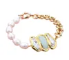 GuaiGuai Jewelry Natural Cultured White Rice Pearl Amazonite Biwa Pearl Chain Bracelet For Women Real Lady Fashion Jewellry2696307