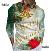 Polo da uomo Moda Polo natalizie Camicia stampata in 3d Uomo Autunno Modelli realistici Top a maniche lunghe Abbigliamento