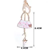 Keychains 5pcs Rhinestone High Heel Shoe Handbag Keychain Bag Keyring Car Keyfobs Fashion Metal Crystal Key Chains Ring Holder Gift R013