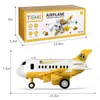 TEMI Kids Airplane Car Toys Simulation Inertia Aircraft Music Stroy With Light Passenger Plane Diecasts Kids Educational Toy 240131